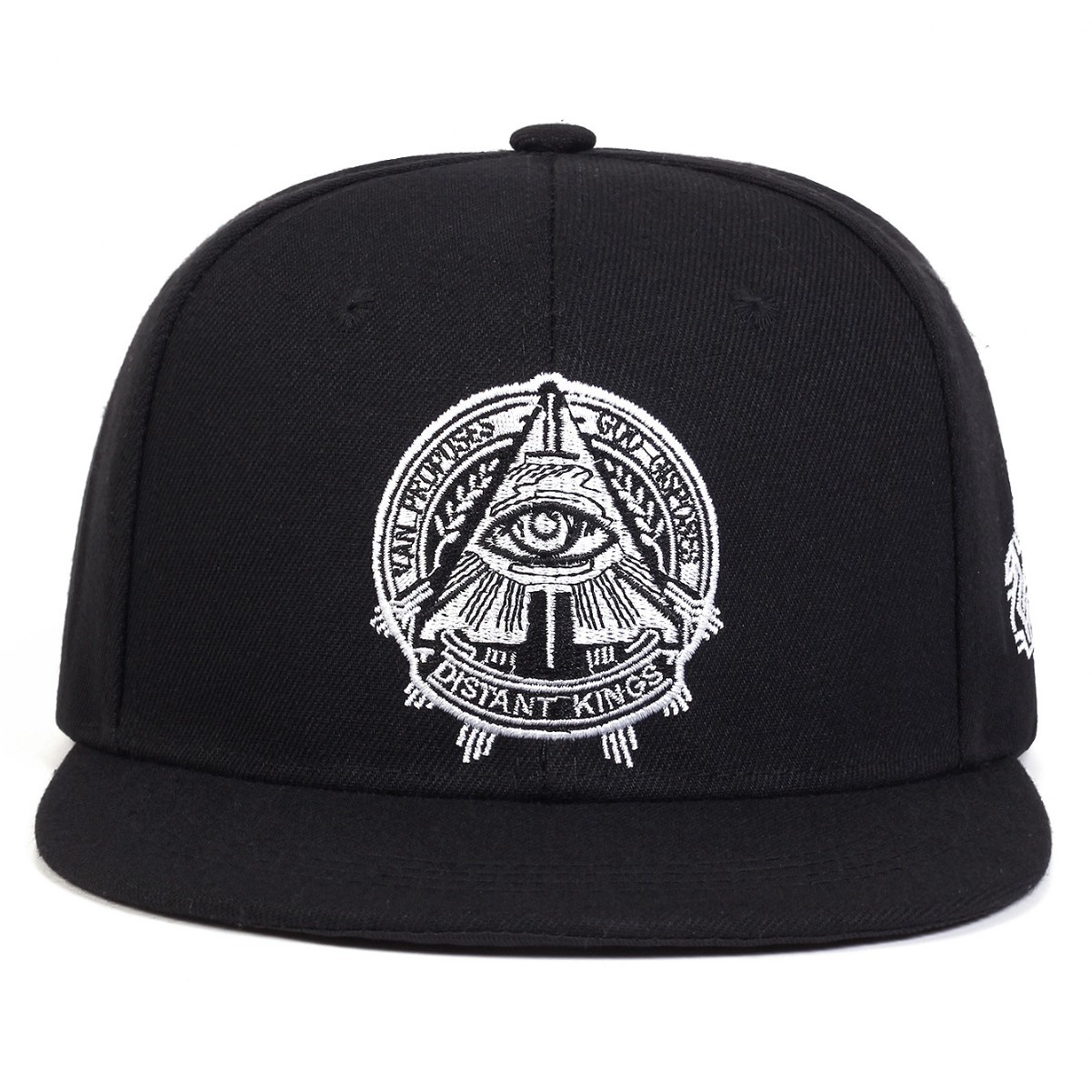 Snapback Hat Flat - ユニセックスオールシービングアイ刺繍スナップバックハットブラックヒップホップフラットつば野球帽男性女性ストリートカジュアルサンハット
