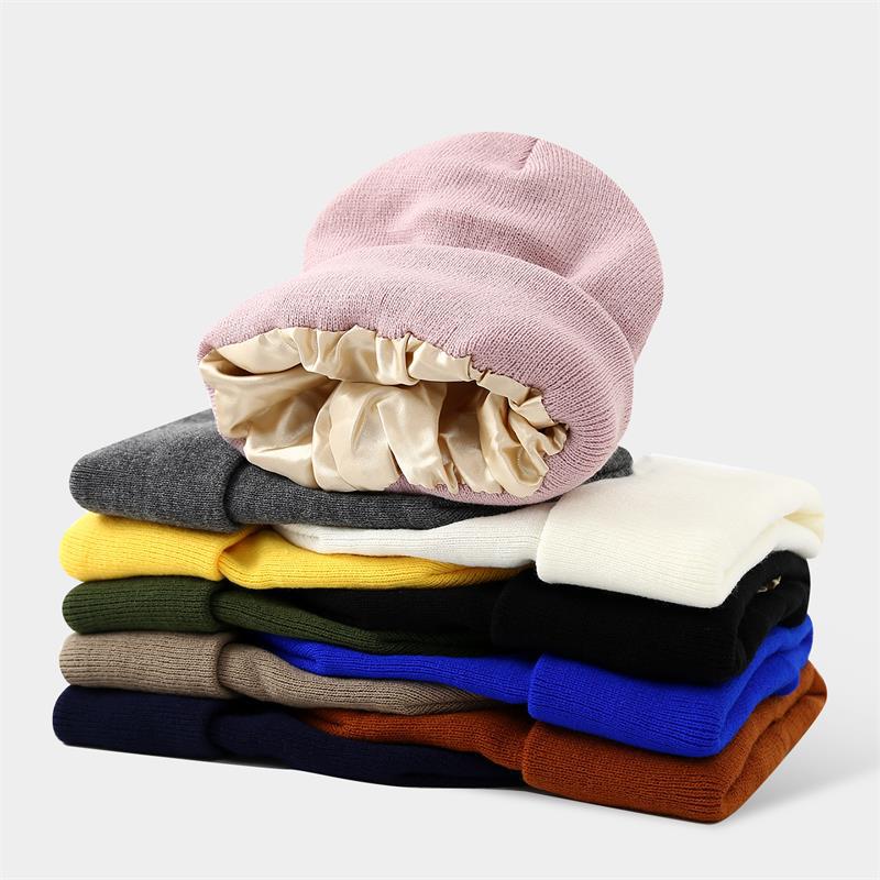 男女兼用サテン裏地付き静電気防止ビーニー帽、女性用冬用シルク - Beanie Cuffed Knit のレビューと価格