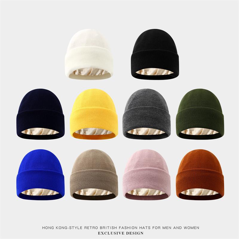 男女兼用サテン裏地付き静電気防止ビーニー帽、女性用冬用シルク - Beanie Cuffed Knit のレビューと価格