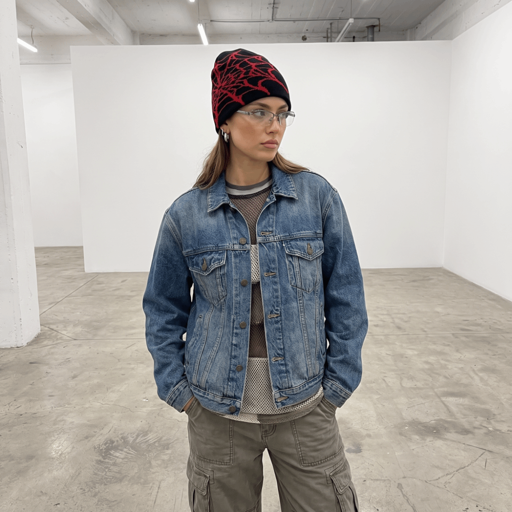 ヒップホップ ソフトスパイダーウェブ柄ビーニーキャップ スト - Beanie Cuffed Knit のレビューと価格