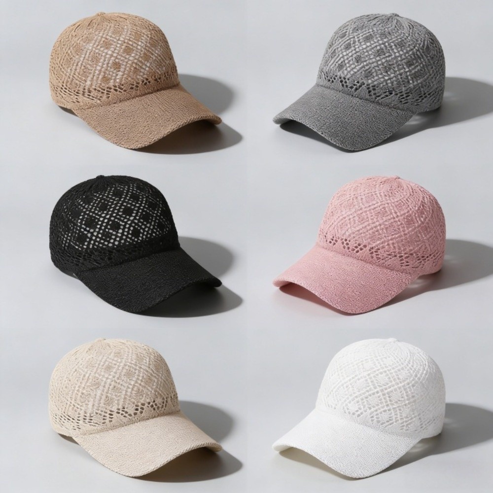 新しい中空薄型野球帽通気性のある無地カジュアルキャップ調節可 - Baseball Cap Structured のレビューと価格